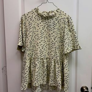 White Cheetah Print Blouse